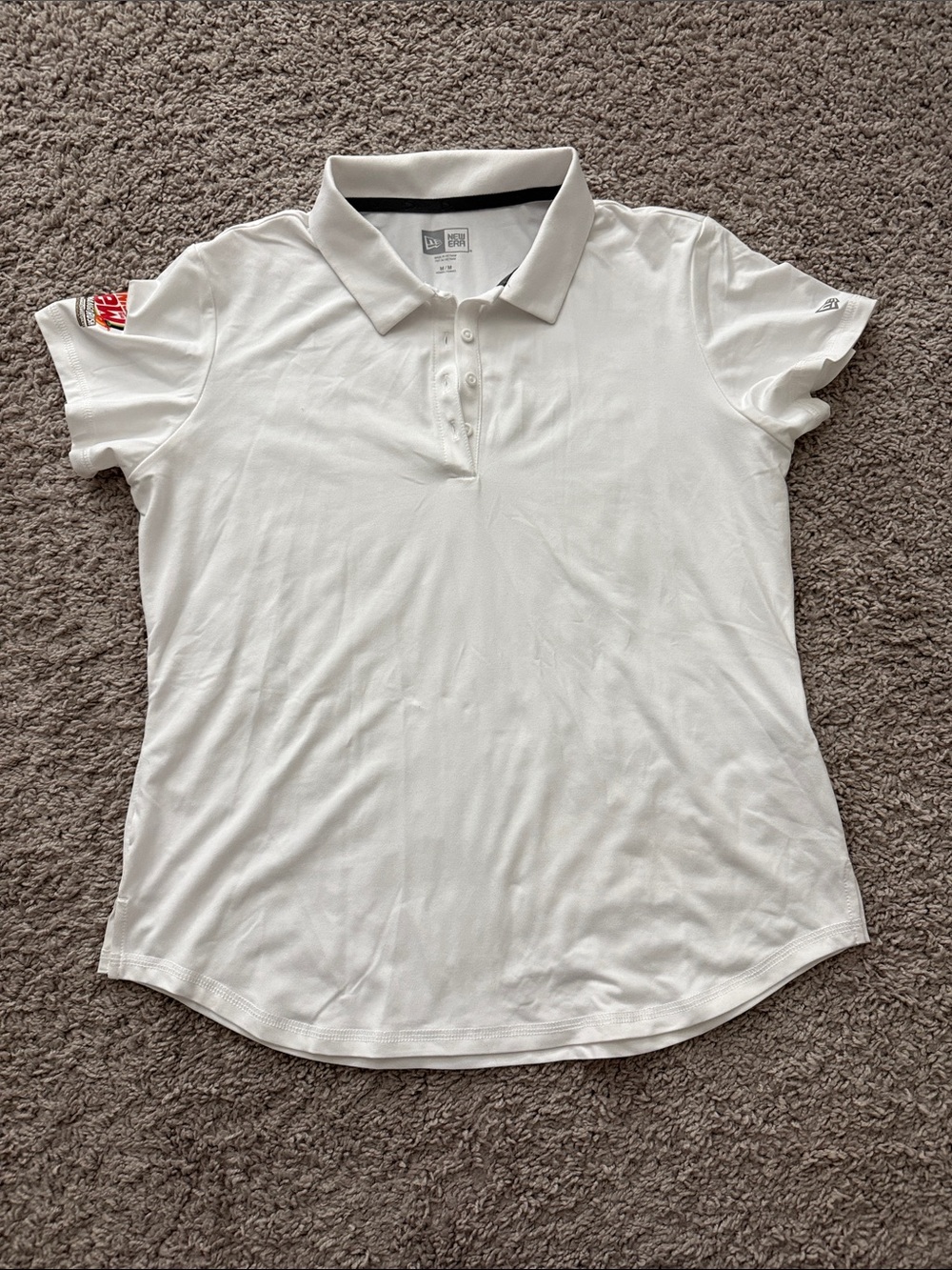 New Era Women's White Button-Down Polo Shirt